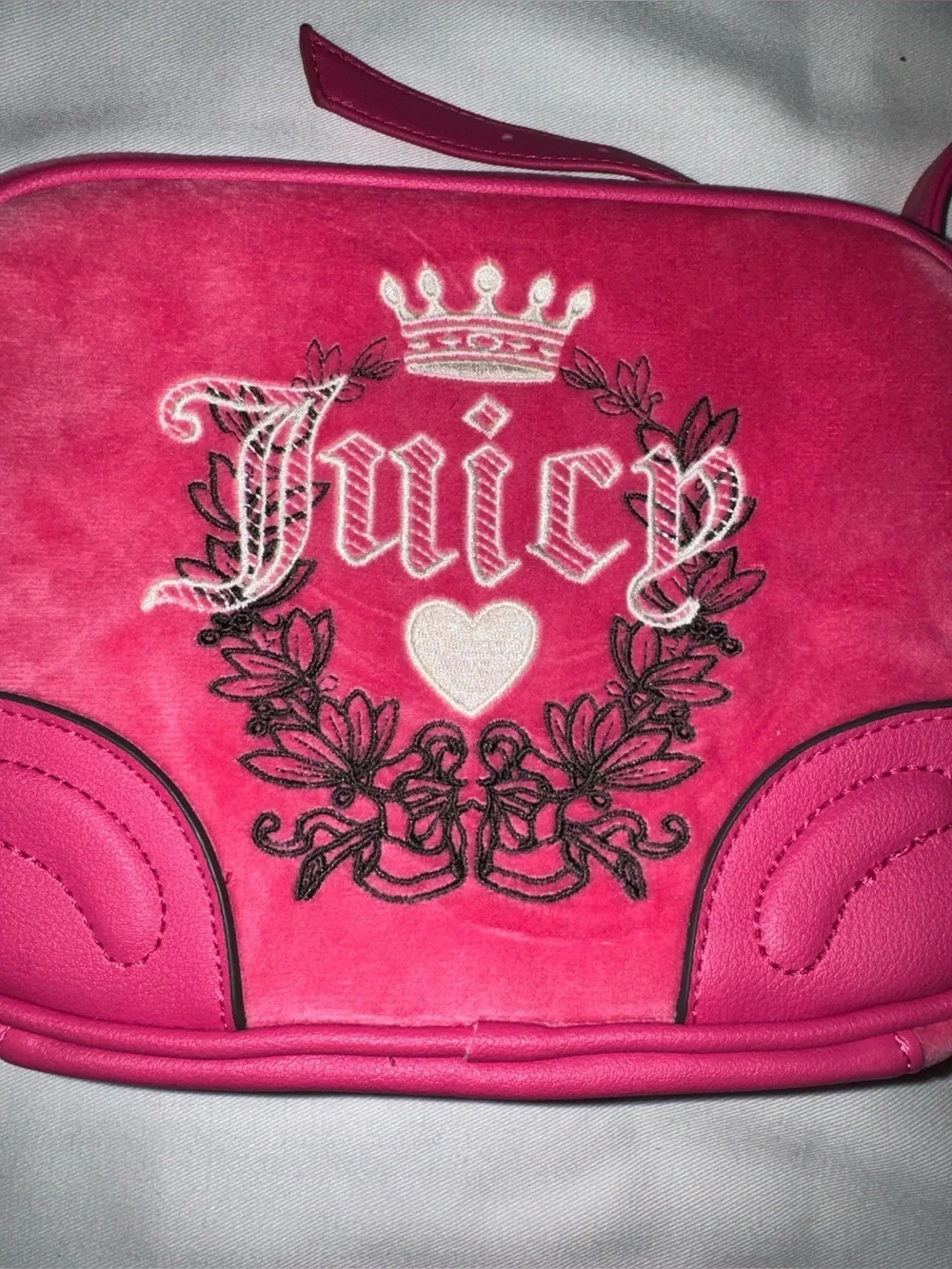 Juicy Couture Pink Flash Heritage Velour Crossbody Bag NWT Y2K